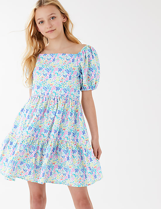 Pure Cotton Floral Print Dress (6-16 Yrs)