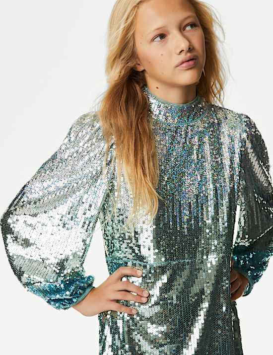 Kleid mit Pailletten und Ombr&eacute;muster (6&ndash;16 Jahre)