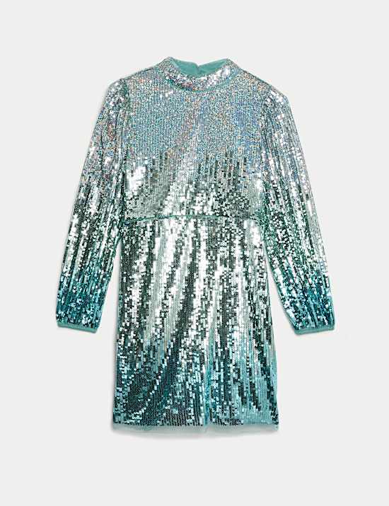 Kleid mit Pailletten und Ombr&eacute;muster (6&ndash;16 Jahre)