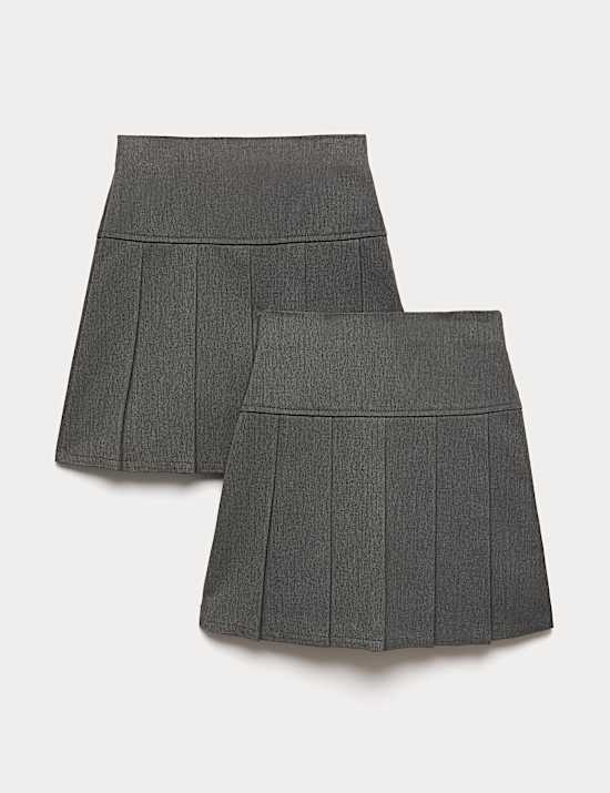 Lot de 2 jupes coupe slim &agrave; plis permanents, id&eacute;ales pour l&rsquo;&eacute;cole (du 2 au 18 ans)