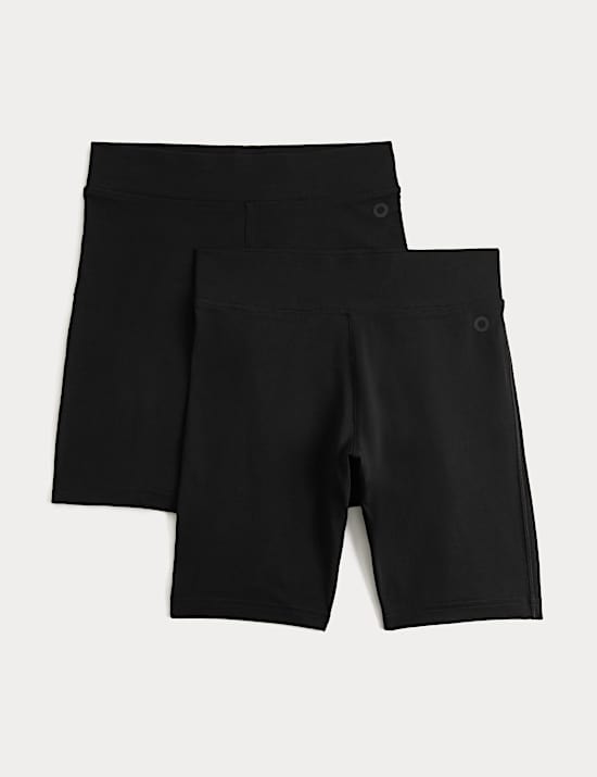 2 Pack Girls' Cotton Rich School Cycling Shorts (2-16 Yrs)