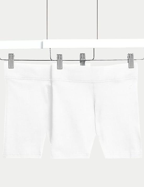 2 Pack Girls' Cotton Rich School Cycling Shorts (2-16 Yrs)