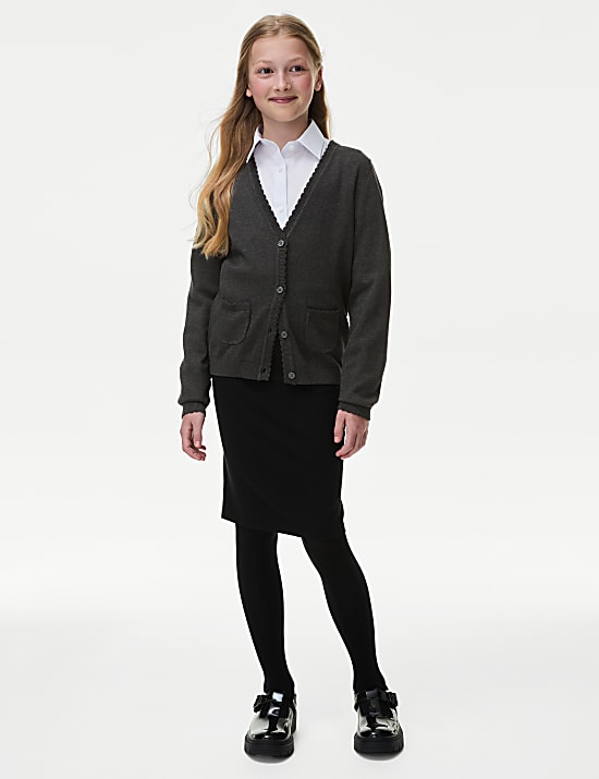 Girls' Pure Cotton School Cardigan (2-18 Yrs)