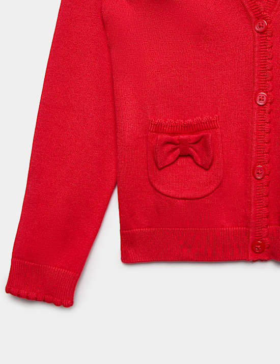 Pure Cotton Bow Pocket Cardigan (3-18 Yrs)