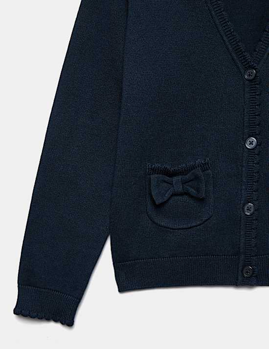 Pure Cotton Bow Pocket Cardigan (3-18 Yrs)