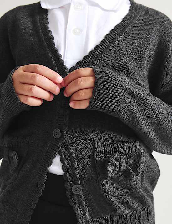 Pure Cotton Bow Pocket Cardigan (3-18 Yrs)