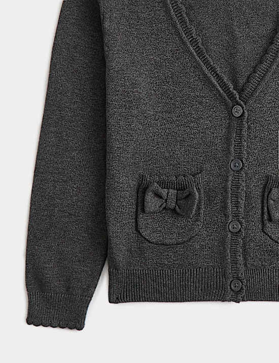 Pure Cotton Bow Pocket Cardigan (3-18 Yrs)