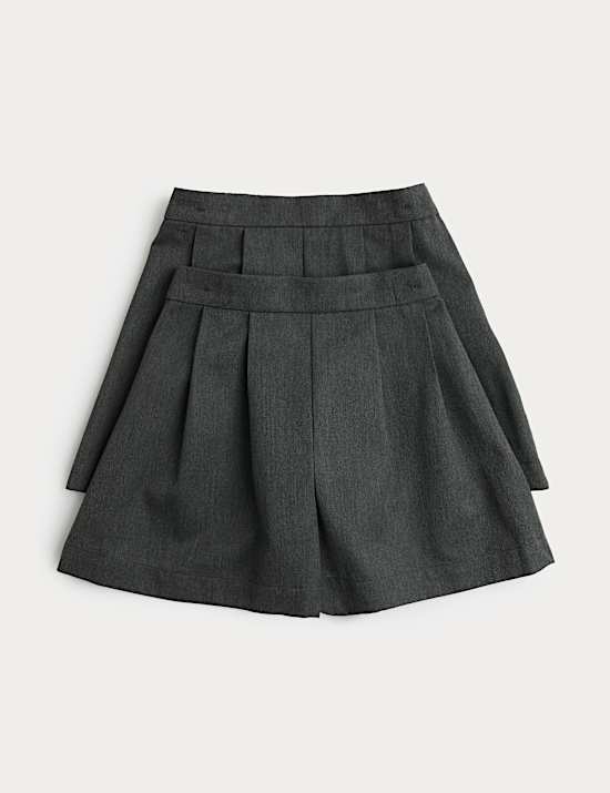2 Pack Girls' Pleat Front Shorts (4-14 Yrs)