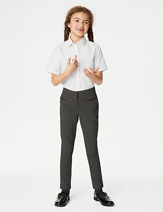 Marks Spencer Girls Super Skinny Leg Zip School Trousers 2 18 Yrs Grey 4 5 Y