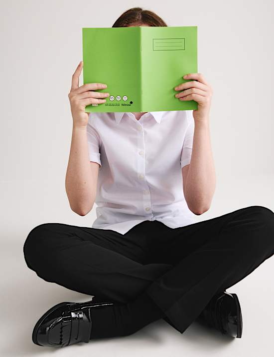 2 Pack Girls' Slim Leg School Trousers (2-18 Yrs)