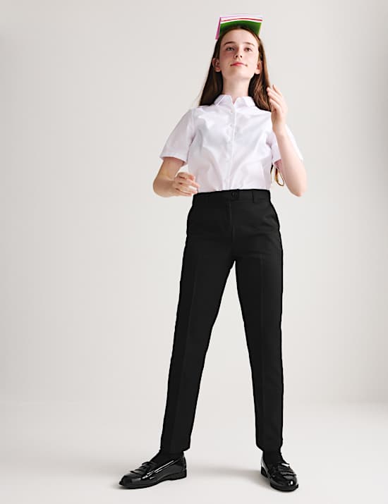 2 Pack Girls' Slim Leg School Trousers (2-18 Yrs)