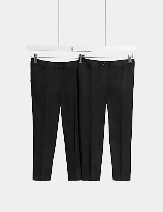 2pk Girls' Plus Fit Regular Leg Trousers (2-18 Yrs)