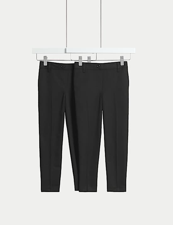 2pk Girls' Regular Leg Slim Waist School Trousers