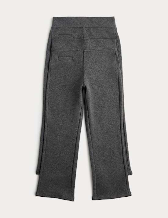 Lot de 2 pantalons fille en maille de coton m&eacute;lang&eacute; (du 2 au 18 ans)