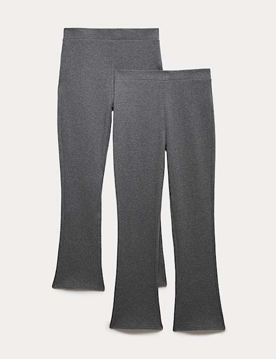 Pack de 2 pantalones bootcut de punto para chicas (9-18 a&ntilde;os)