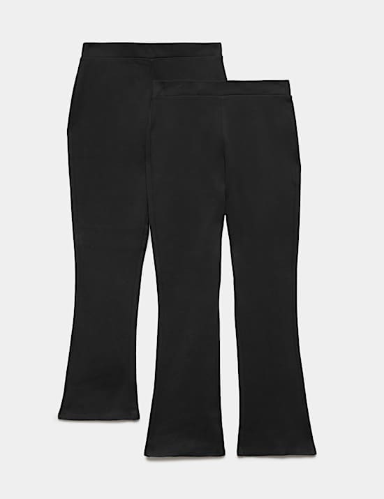 2 Pack Girls' Knitted Bootcut Trousers (9-18 Yrs)