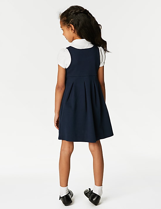 Jersey schoolovergooier met strik voor meisjes (2-12 jaar)