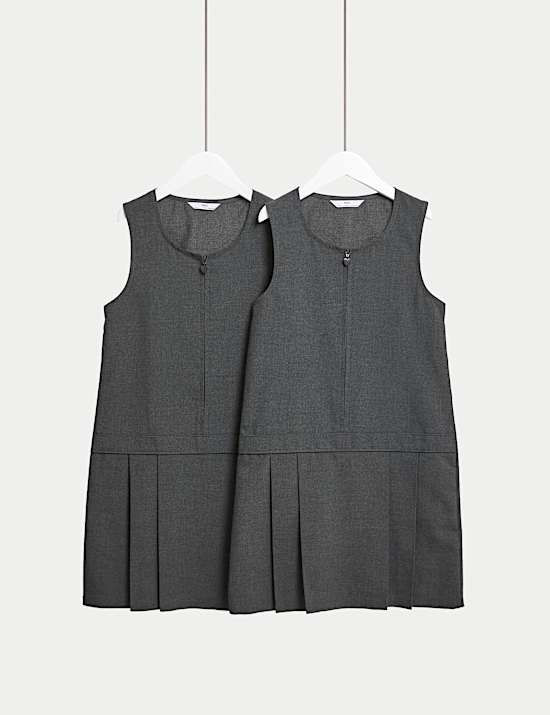 2pk Pleated Pinafore School Dresses (2-12 Yrs)