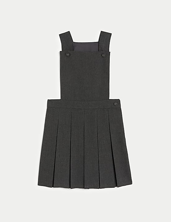 Girls' Pleated Bib School Pinafore  (2-12 Yrs)