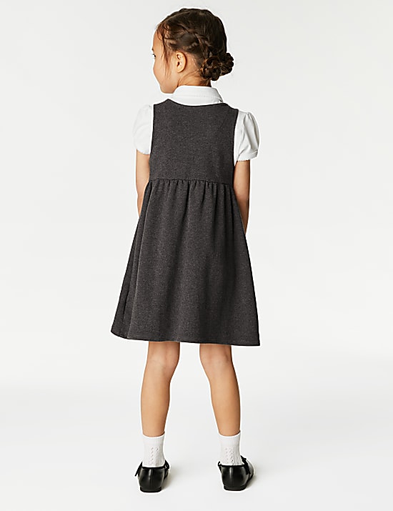 Girls Jersey Heart Pocket School Pinafore (2-12 Yrs)