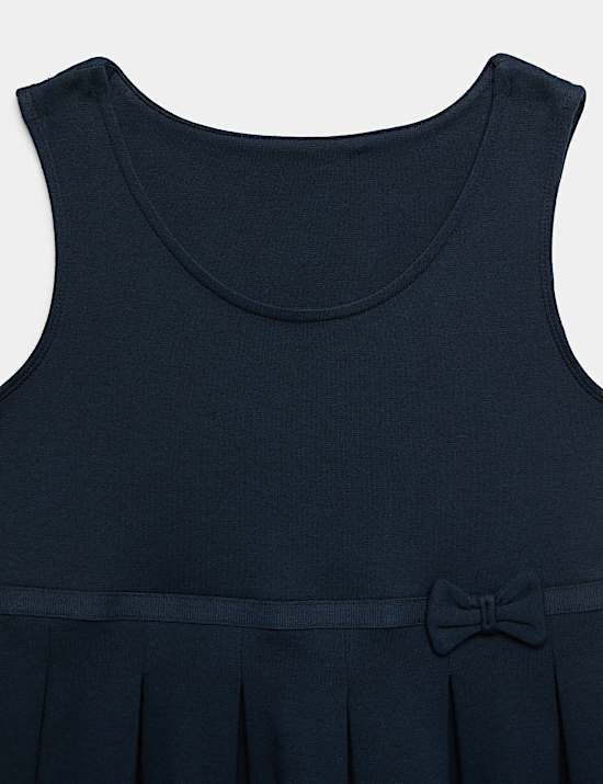 2 Pack Girls' Jersey Bow School Pinafores (2-12 Yrs)