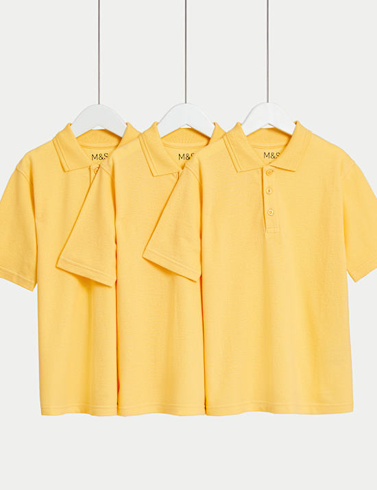3 Pack Unisex Stain Resist School Polo Shirts (2-18 Yrs)