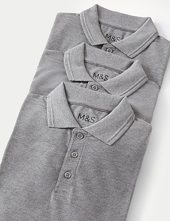 3pk Unisex Pure Cotton School Polo Shirts (2-16 Yrs)