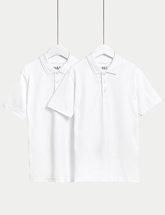 2pk Boys' Stain Resist School Polo Shirts (2-16 Yrs)