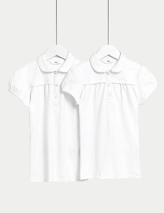 2pk Girls' Jersey School Polo Shirts (2-18 Yrs)