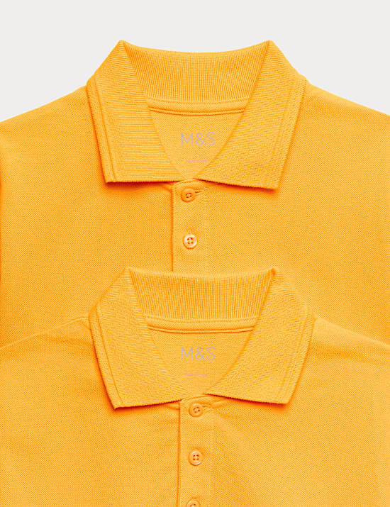 2 Pack Unisex Stain Resist School Polo Shirts (2-18 Yrs)