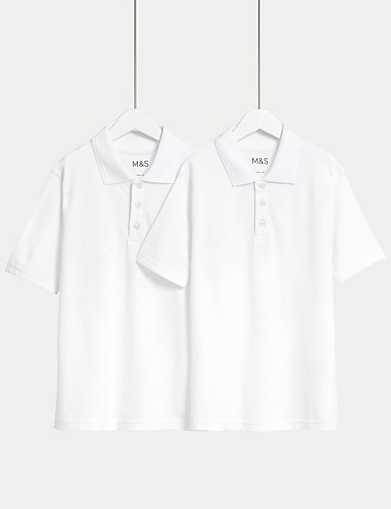 2 Pack Unisex Stain Resist School Polo Shirts (2-18 Yrs)