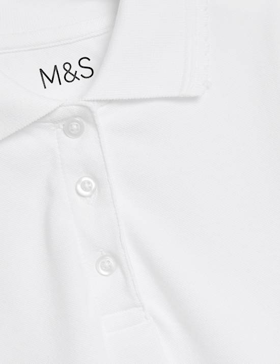 3pk Girls' Pure Cotton Regular Fit Stainaway Polo Shirt (2-18 Yrs)