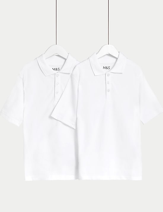 2pk Unisex Easy Dressing School Polo Shirts (3-18 Yrs)