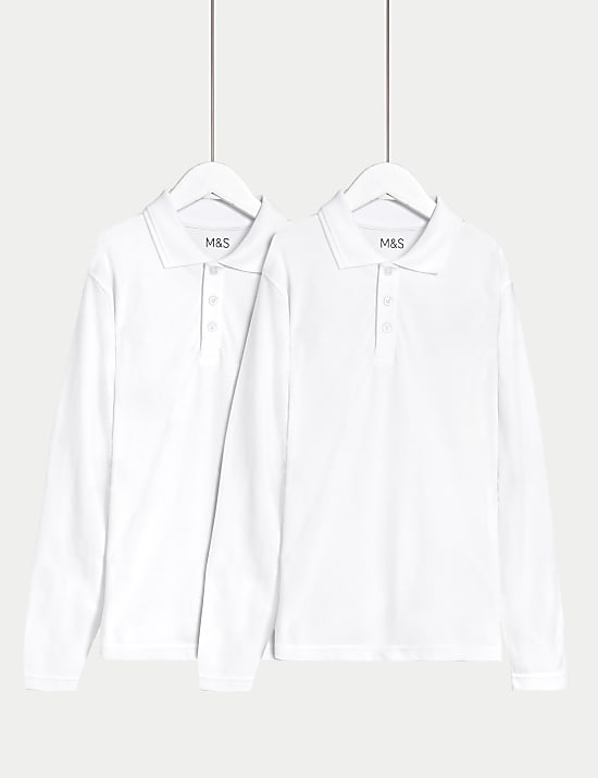 2pk Unisex Pure Cotton Stain Resist School Polo Shirts (2-18 Yrs)