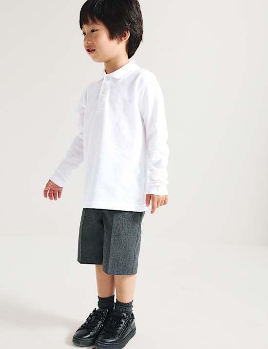 2 Pack Unisex Pure Cotton Stain Resist School Polo Shirts (2-18 Yrs)