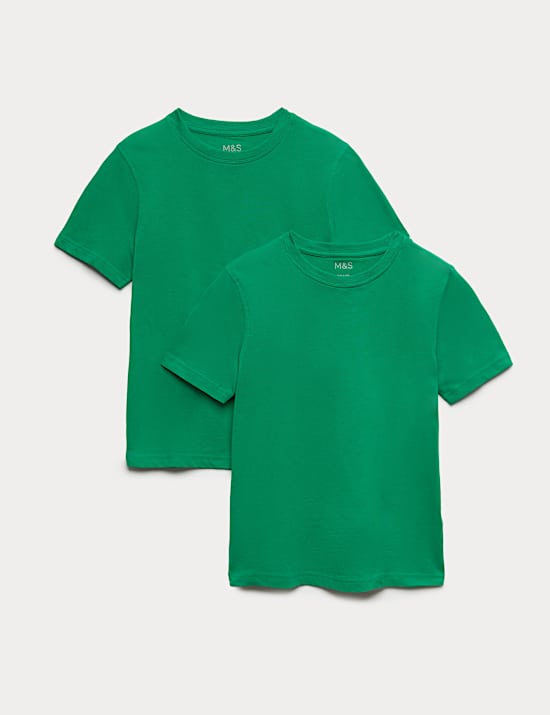 2 Pack Unisex Pure Cotton School T-Shirts (2-16 Yrs)