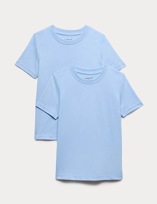 2 Pack Unisex Pure Cotton School T-Shirts (2-16 Yrs)
