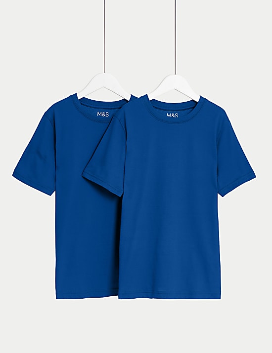 2 Pack Unisex Pure Cotton School T-Shirts (2-16 Yrs)