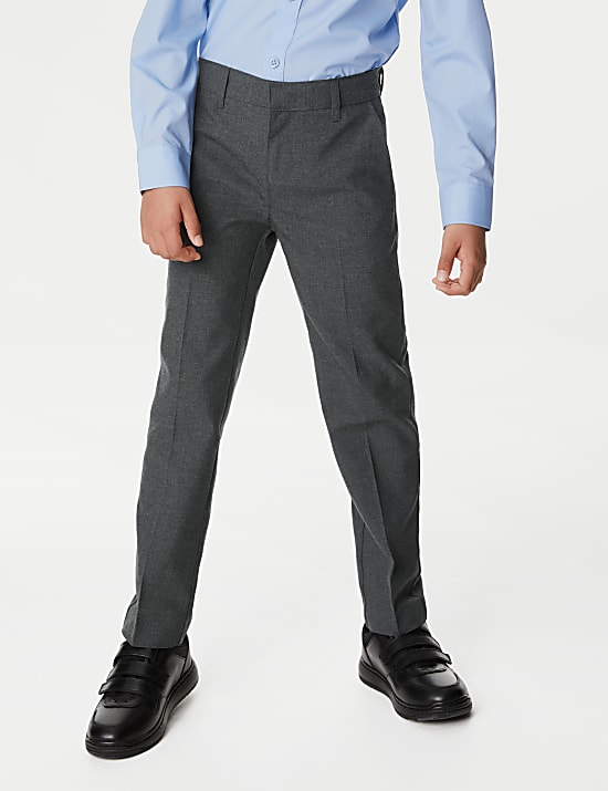 2pk Boys Slim Leg Longer Length School Trousers (2-18 Yrs)