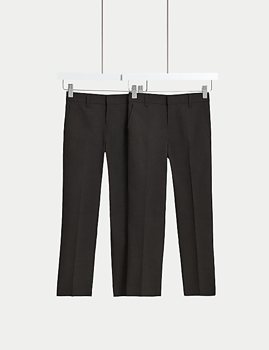 2pk Boys' Slim Leg School Trousers (2-18 Yrs)