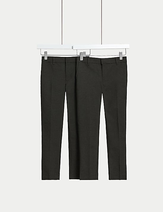 2 Pack Boys' Skinny Leg School Trousers (2-18 Yrs)