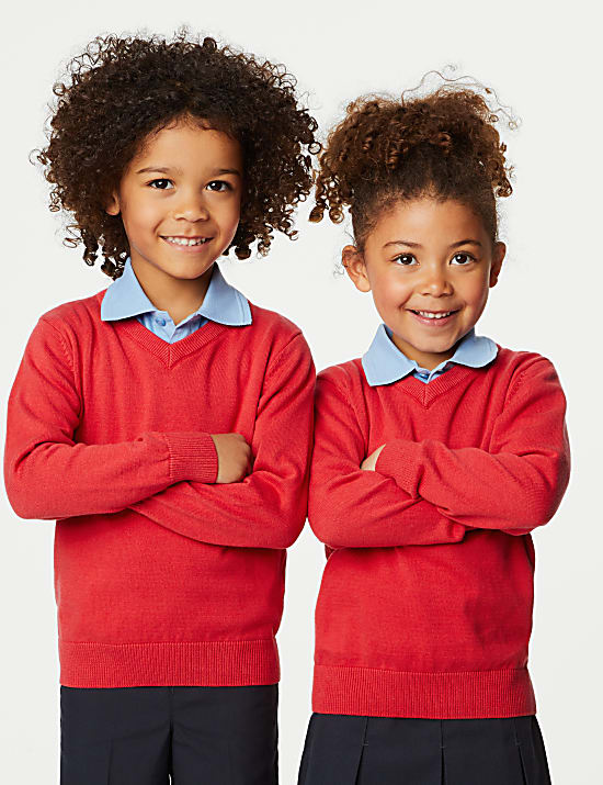 2pk Unisex Pure Cotton School Jumper (3-18 Yrs)