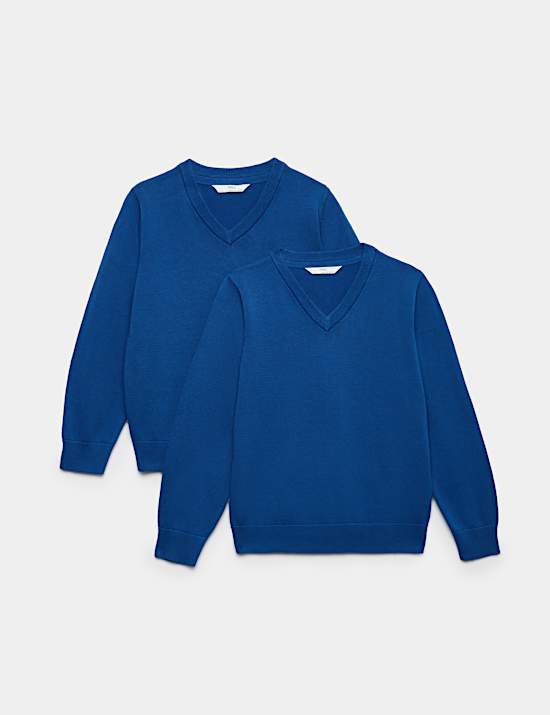 2er-Pack Unisex-Schulstrickpullover aus reiner Baumwolle (3&ndash;18 Jahre)