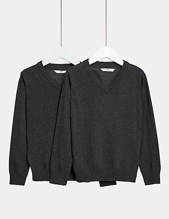 2pk Unisex Pure Cotton School Jumper (3-18 Yrs)