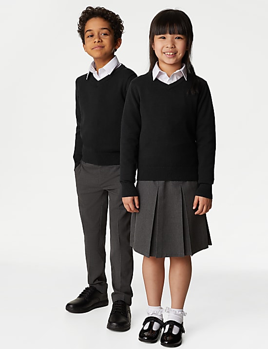 2pk Unisex Slim Fit Cotton School Jumpers (3-18 Yrs)
