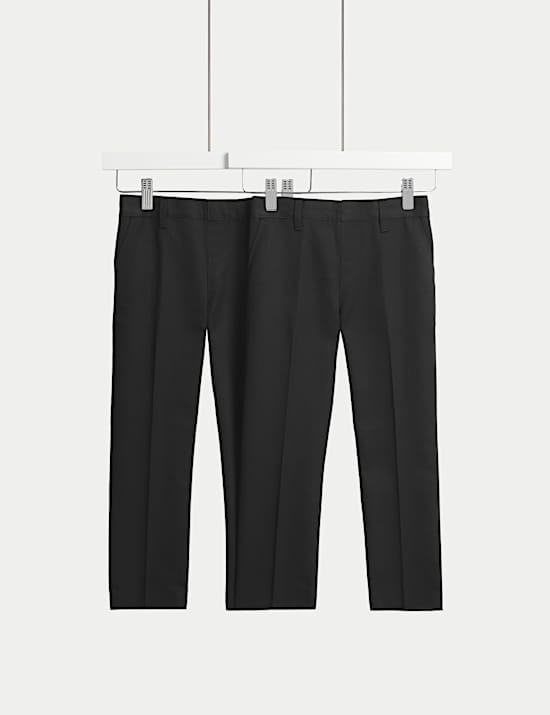 2pk Boys' Regular Leg Plus Fit School Trousers