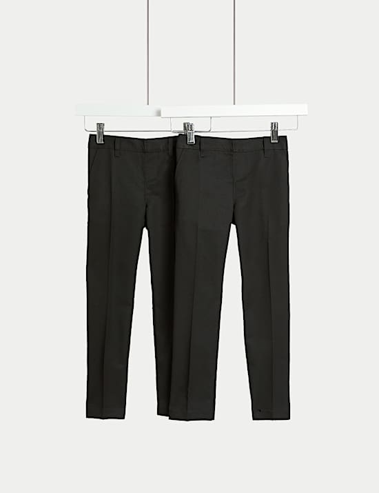 2pk Boys' Slim Leg Longer Length School Trousers (2-18 Yrs)