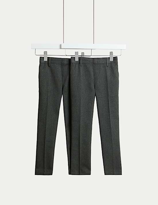 2pk Boys' Slim Fit Slim Leg School Trousers