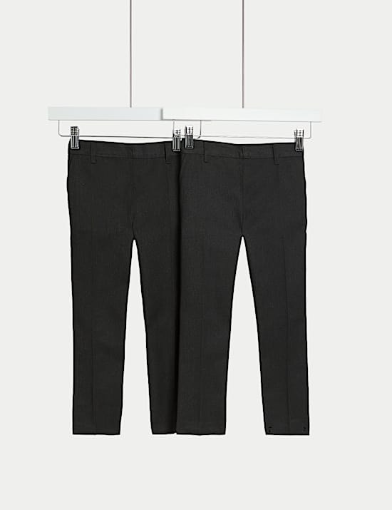 2pk Boys' Slim Leg School Trousers (2-18 Yrs)
