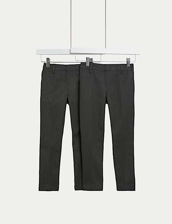 2pk Boys' Skinny Leg School Trousers (2-18 Yrs)